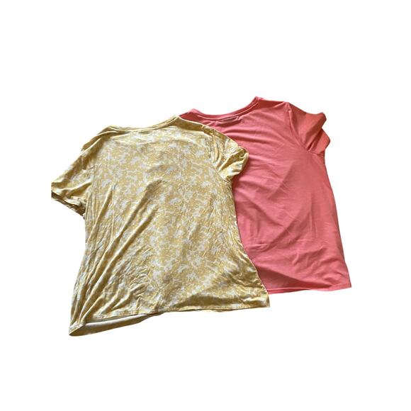 APT 9 T-Shirts with front Waist Tie Knot set of 2 Yellow and Pink Size XL Womens - Picture 2 of 8